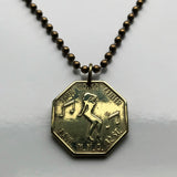 New York City strip tease Peep Show coin token pendant necklace jewelry Show World Center Times Square 42nd street dancing lady bachelor party NYC n001735