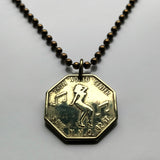 New York City strip tease Peep Show coin token pendant necklace jewelry Show World Center Times Square 42nd street dancing lady bachelor party NYC n001735