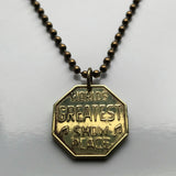 New York City strip tease Peep Show coin token pendant necklace jewelry Show World Center Times Square 42nd street dancing lady bachelor party NYC n001735