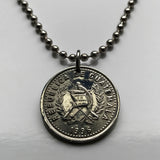 1991 Guatemala 10 Centavos coin pendant necklace resplendent quetzal bird Quiriguá Maya Pillar ruin Huehuetenango K’iche' Escuintla Jutiapa Petapa Tikal n000987