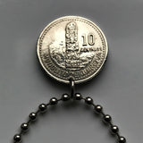 1991 Guatemala 10 Centavos coin pendant necklace resplendent quetzal bird Quiriguá Maya Pillar ruin Huehuetenango K’iche' Escuintla Jutiapa Petapa Tikal n000987