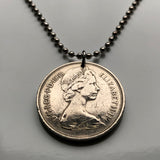 1970 United Kingdom Great Britain England 10 Pence coin pendant necklace jewelry English lion London Manchester Liverpool British royal emblem n000583
