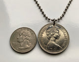 1970 United Kingdom Great Britain England 10 Pence coin pendant necklace jewelry English lion London Manchester Liverpool British royal emblem n000583