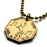New York City strip tease Peep Show coin token pendant necklace jewelry Show World Center Times Square 42nd street dancing lady bachelor party NYC n001735