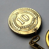 1965 Chile 10 Centimos coin pendant necklace condor Chileno Santiago Antofogasta Rancagua Coquimbo Temuco Andes Tarapacá k000019