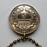 1897 France French 5 Centimes coin pendant necklace jewelry Ceres Paris Marseille Lyon Toulouse Bordeaux Metz Rennes Reims Avignon Metz Rennes Reims Avignon Saint-Étienne Le Havre Versailles Carcassonne n000027