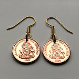 2009 Bahamas 1 Cent coin earrings fashion jewelry Bahamian starfish sea star Nassau Andros Exuma Junkanoo Rose Island Lighthouse Beach Rum Cay sand sea Paradise Island caribbean Junkanoo music Cabbage Beach vacation holiday e000062