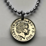 Scotland United Kingdom 5 Pence coin pendant necklace jewelry crowned Scottish thistle Edinburgh Glasgow Aberdeen Dundee Paisley Stirling St Andrews Perth royal badge Scots jewelry British n001650