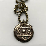 1850! Morocco 1 Falus coin pendant Maroc hexagram seal of Solomon 5 pointed star of David Moroccan Maghrebis Abjad Moors necklace n002172