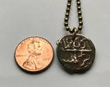 1850! Morocco 1 Falus coin pendant Maroc hexagram seal of Solomon 5 pointed star of David Moroccan Maghrebis Abjad Moors necklace n002172