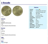 1982 Portugal Escudo Portuguese coin earrings Quinas castle Lisbon Porto Braga Faro Sintra Coimbra Aveiro Guimarães Évora Leiria Santarém Alcobaça Lagoa Belém Lagos Fatima Ourique Funchal Ponta Delgada Setúbal Beja Vila Nova de Gaia Algarve Almada e000395