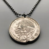 1970 Mexico 1 Peso coin pendant necklace jewelry Mexican eagle Ecatepec Guadalajara Puebla Juárez Tijuana León Monterrey Acapulco Cancún Veracruz Toluca Chiapas Pachuca Morelia Cuernavaca Durango Guadalajara k000046