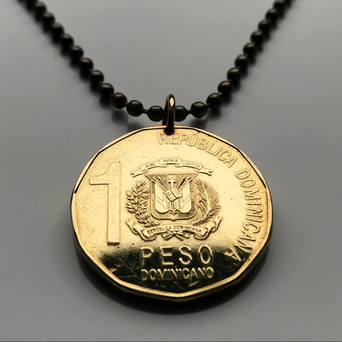2022 Dominican Republic República Dominicana 1 Peso coin pendant necklace escudo Dominicano Santo Domingo Santiago Quisqueya La Vega San Cristóbal Punta Cana Puerto Plata Zona Colonial Duarte Cap Cana Isla Saona Baní La Romana Boca Chica n003335