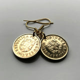 1982 Portugal Escudo Portuguese coin earrings Quinas castle Lisbon Porto Braga Faro Sintra Coimbra Aveiro Guimarães Évora Leiria Santarém Alcobaça Lagoa Belém Lagos Fatima Ourique Funchal Ponta Delgada Setúbal Beja Vila Nova de Gaia Algarve Almada e000395