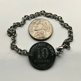 1921 Germany Deutschland 10 Pfennig coin bracelet German black eagle Berlin Hamburg Munich Cologne Frankfurt Stuttgart Düsseldorf Leipzig Dortmund Essen Bremen Dresden Hanover Nuremberg b000038