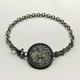 1921 Germany Deutschland 10 Pfennig coin bracelet German black eagle Berlin Hamburg Munich Cologne Frankfurt Stuttgart Düsseldorf Leipzig Dortmund Essen Bremen Dresden Hanover Nuremberg b000038