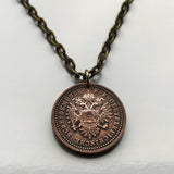 1851! Austria Osterreich 1 Kreuzer coin pendant Austrian eagle Vienna Habsburg crown Salzburg Innsbruck Graz Linz Tyrol Villach Carinthia Innere Stadt Styria Klagenfurt Sankt Pölten Budapest n000998