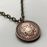 1851! Austria Osterreich 1 Kreuzer coin pendant Austrian eagle Vienna Habsburg crown Salzburg Innsbruck Graz Linz Tyrol Villach Carinthia Innere Stadt Styria Klagenfurt Sankt Pölten Budapest n000998