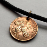 1973 Gambia 1 Butut coin pendant Gambian peanuts Banjul Malinke Bathurst West Africa Maafe groundnut stew Mandé Jola Senegal n000735