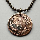 antique! 1781 Austria Habsburg 1/2 Kreutzer coin jewelry Joseph II Holy Roman Emperor Vienna Salzburg Wien Graz Innsbruck Villach Sankt Pölten Wels Sölden Ischgl Gmunden Vorarlberg Hungarian n001641