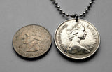1970 United Kingdom Great Britain England 10 Pence coin pendant necklace jewelry English lion London Manchester Liverpool British royal emblem n000583