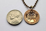 1967 Ghana 1/2 Pesewa coin pendant necklace jewelry Akan Adowa Bush drums Accra Black Star of Africa Kumasi Gold Coast Tamale Takoradi Atsiaman Asante Ashanti Dagomba Volta Mole-Dagbon Cape Coast Osu Wa Ewe Ga West African n000086