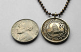 1948 o 1949 Japan 5 Yen coin pendant pigeon bird dove Tokyo Osaka Nippon Yokohama Honshu Hokkaido Kyushu Shikoku Hiroshima Kantō n000161