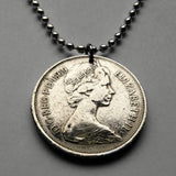 1970 United Kingdom Great Britain England 10 Pence coin pendant necklace jewelry English lion London Manchester Liverpool British royal emblem n000583