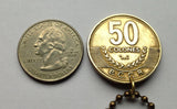 1999 Costa Rica 50 Colones coin pendant escudo Costarricense San Jose Puerto Limón Alajuela Liberia Puntarenas San Vicente Barranca ticos América Central Heredia Cinco Esquinas Desamparados Tamarindo Arenal Cartago Puntarenas Cocos Poás Nicoya n001218