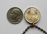 1937 Liberia 1/2 Cent coin pendant necklace jewelry West African elephant safari Monrovia Gbarnga Buchanan Ganta Kakata Zwedru Harbel Montserrado Nimba Kpelle Bassa people Bong Lofa Harper Pleebo Foya Klao n000742