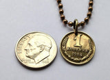 1990 USSR CCCP Soviet Union Communist Russia 1 Kopeck coin pendant necklace jewelry socialist Moscow Saint Petersburg Bolsheviks Vladimir Lenin Stalin Karl Marx February Revolution comrades hammer and sickle n001876