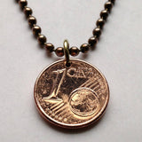 2012 Ireland Éire 1 Euro Cent coin pendant Irish Harp Dublin Celtic Cláirseach Gaelic good luck charm Saint Patricks Day n001953