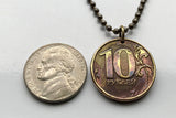 2011 Russland 10 Rubel Münze Anhänger Halskette Schmuck Doppeladler Moskau Sankt Petersburg Sotschi Kasan Nischni Nowgorod Tscheljabinsk Rostow Jekaterinburg Rus' Nowosibirsk Sibirien Wolgograd Omsk n001933