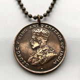 1923 British Hong Kong China 1 Cent coin pendant necklace Pearl of the Orient lion Victoria Harbor Sham Shui Po Yau Tsim Mong Kwai Tsing Tai Po Sha Tin Chinese Pearl River Delta Kwun Tong Yuen Long Kwai n002626