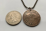 1923 British Hong Kong China 1 Cent coin pendant necklace Pearl of the Orient lion Victoria Harbor Sham Shui Po Yau Tsim Mong Kwai Tsing Tai Po Sha Tin Chinese Pearl River Delta Kwun Tong Yuen Long Kwai n002626