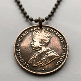 1923 British Hong Kong China 1 Cent coin pendant necklace Pearl of the Orient lion Victoria Harbor Sham Shui Po Yau Tsim Mong Kwai Tsing Tai Po Sha Tin Chinese Pearl River Delta Kwun Tong Yuen Long Kwai n002626