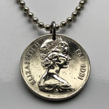 Collar colgante con moneda de 10 centavos de Fiji de 1987, joyería, club de lanzamiento, Ula Tava Tava, Suva Ba, Costa de Coral, Pacífico Sur, Polinesia, Reino Unido, collar británico n002281