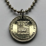 1965 Venezuela 50 Céntimos coin pendant necklace jewelry Simón Bolívar white horse Palomo Caracas Maracaibo Valencia pendant Barquisimeto Ciudad Guayana Maturín Barcelona Maracay Cumaná Barinas Miranda San Cristóbal n000480