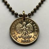 2005 Poland Polska 5 Groszy coin Polish jewelry white eagle Warsaw Kraków Łódź Wrocław Poznań Gdańsk Szczecin Bydgoszcz Lublin pendant Polak Zakopane Oświęcim Kołobrzeg Kashubians Białystok n000753