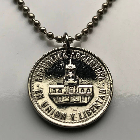 1994 Argentina 25 centavos coin pendant Cabildo Buenos Aires ayuntamiento Plaza de Mayo Tango Argentine Mar del Plata necklace n002327