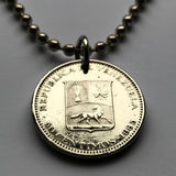 1965 Venezuela 50 Céntimos coin pendant necklace jewelry Simón Bolívar white horse Palomo Caracas Maracaibo Valencia pendant Barquisimeto Ciudad Guayana Maturín Barcelona Maracay Cumaná Barinas Miranda San Cristóbal n000480