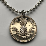 Bahamas 5 Cent coin pendant necklace jewelry Bahamian pineapple Nassau vacation Andros Exuma & Cays Junkanoo Rose Island Beach Rum Cay Paradise Island Pineapple Fest Gregory Town Blue Lagoon Island Lucayan n000116