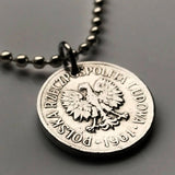 1969 Poland 20 Groszy coin pendant Polska white eagle Warsaw Krakow Poznan Polish Polak West Slavs Oświęcim Wawel Castle n002480