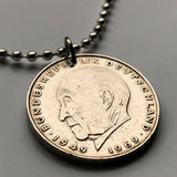 1979 Germany Deutschland 2 Mark coin pendant necklace German black eagle Berlin Hamburg Munich Cologne Frankfurt Stuttgart Düsseldorf Dortmund Leipzig Bremen Dresden Rothenburg Heidelberg Hanover Saxony Essen Nuremberg Brandenburg Bonn Bavaria n002460