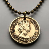 1965 British East Caribbean States Lesser Antilles 5 Cent coin pendant necklace jewelry Golden Hind Antigua Barbuda Dominica Grenada Saint Lucia Saint Vincent Grenadines Saint Kitts Nevis Anguilla Montserrat Martinique Trinidad Barbados n000082