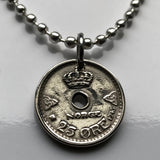 1927 Norway Norge Noreg Norsk 25 Ore coin pendant Norwegian crown letter H number 7 Oslo Bergen Stavanger Sandnes Trondheim Drammen Fredrikstad Sarpsborg Bokmal Nynorsk Porsgrunn Skien Kristiansand Alesund Tonsberg Nordic Scandinavia Vikings Norse n000425