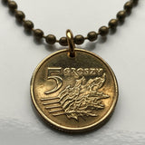 2005 Poland Polska 5 Groszy coin Polish jewelry white eagle Warsaw Kraków Łódź Wrocław Poznań Gdańsk Szczecin Bydgoszcz Lublin pendant Polak Zakopane Oświęcim Kołobrzeg Kashubians Białystok n000753