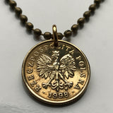 2005 Poland Polska 5 Groszy coin Polish jewelry white eagle Warsaw Kraków Łódź Wrocław Poznań Gdańsk Szczecin Bydgoszcz Lublin pendant Polak Zakopane Oświęcim Kołobrzeg Kashubians Białystok n000753