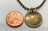 2005 Poland Polska 5 Groszy coin Polish jewelry white eagle Warsaw Kraków Łódź Wrocław Poznań Gdańsk Szczecin Bydgoszcz Lublin pendant Polak Zakopane Oświęcim Kołobrzeg Kashubians Białystok n000753
