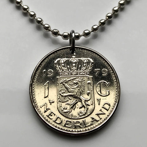 1969 Netherlands Nederland 1 Gulden coin pendant necklace jewelry Dutch lion queen Juliana Amsterdam Utrecht Gouda Holland Rotterdam The Hague Haarlem Leiden Eindhoven Ajax Juliana Groningen Gouda crown Zeeland n000453